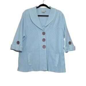FOCUAS | Sky Blue Button Up Lightweight Jacket Boxy Ribbed Artsy Laganlook L